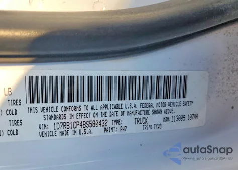 2011 Dodge Ram 1500 z USA, uszkodzony, nr VIN 1D7RB1CP4BS580432